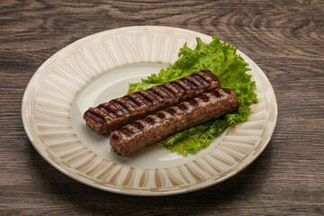 Two Grilled kebeb beef sausages