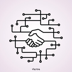 Digital business linear icon. Thin line illustration. Online partnership and business deal. Contour symbol. Vector isolated outline drawin