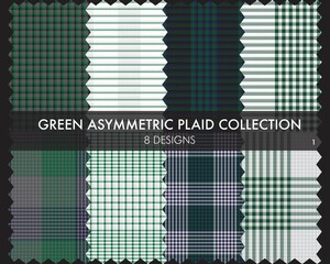 Green Asymmetric Plaid Seamless Pattern Collection
