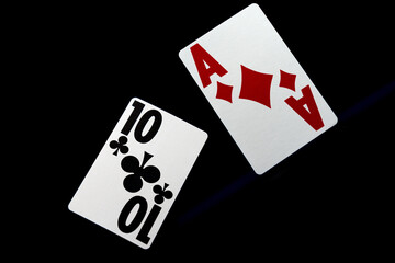 Casino BlackJack cards over black background