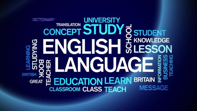 4k English Language Animated Tag Word Cloud;Text Design Animation;Kinetic Typography seamless loop.