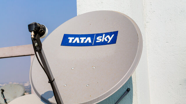 Close-up view of Tata Sky DTH Dish Antenna 