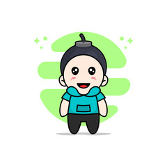 Cute kids character wearing boom costume.