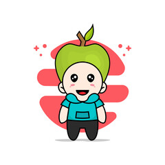 Cute kids character wearing apple costume.