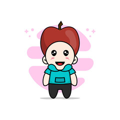 Cute kids character wearing apple costume.
