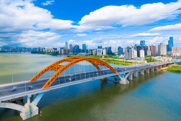 Cityscape of Longsheng Bridge, Huizhou City, Guangdong Province, China