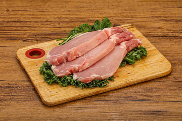 Raw pork steak for cooking