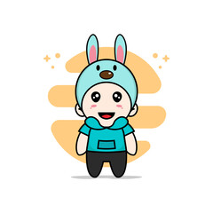 Cute kids character wearing rabbit costume.