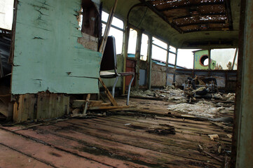 Old train interieur