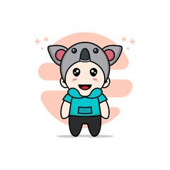 Cute kids character wearing koala costume.