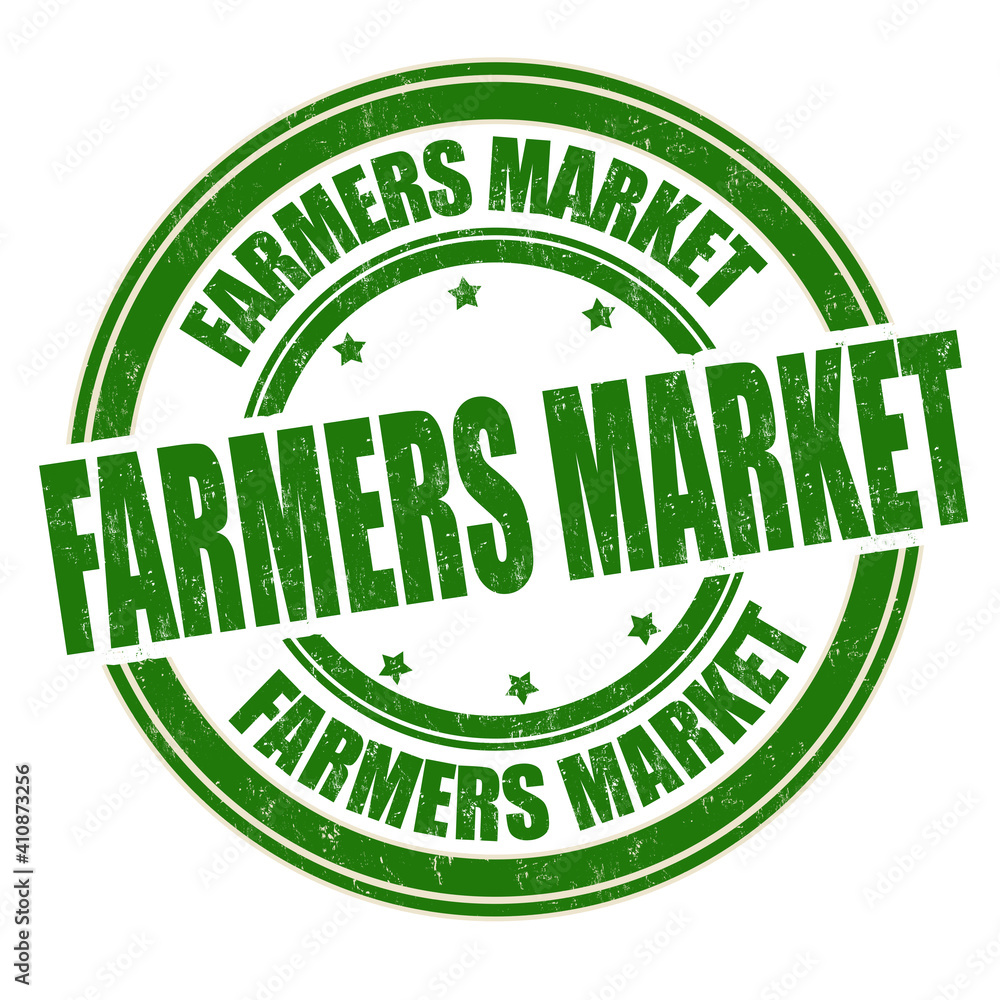 Wall mural farmers market grunge rubber stamp