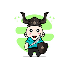 Cute kids character wearing fighter costume.