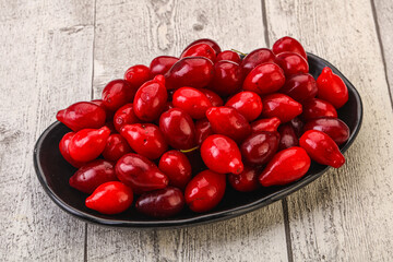 Sweet and ripe cornel berries