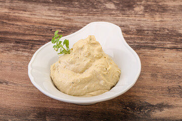 Vegan food - hummus with olive oil