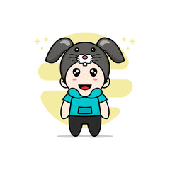 Cute kids character wearing rabbit costume.