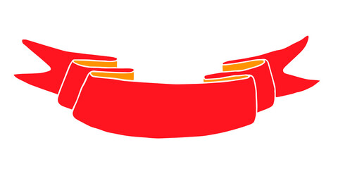Ribbon banner drawn. Hand drawn design element. Vector illustration