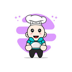 Cute kids character wearing chef costume.