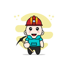 Cute kids character wearing miners costume.