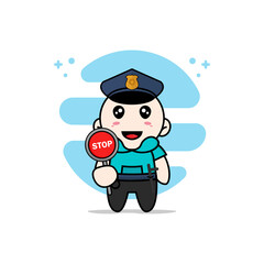 Cute kids character wearing police costume.