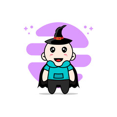 Cute kids character wearing witch costume.