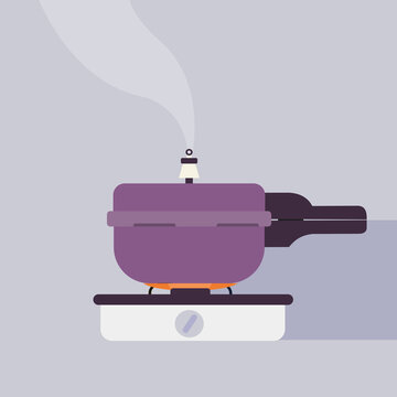 Illustration of a pressure cooker on gas stove