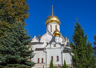 Fototapeta na wymiar Nativity of the Virgin Temple. Year of construction 1405. Savvino - Storozhevsky monastery, city of Zvenigorod, Russia