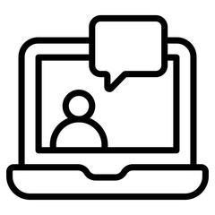 Video call icon in outline style