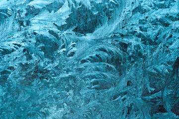 blue frosty pattern on the window