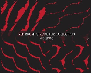 Fototapeta na wymiar Red Brush Stroke Fur Seamless Pattern Collection