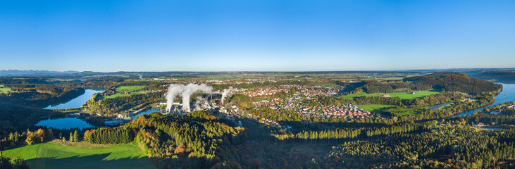 Herbstlicher Morgen am Lech nahe Schongau in Oberbayern