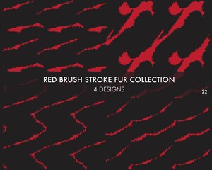Fototapeta na wymiar Red Brush Stroke Fur Seamless Pattern Collection
