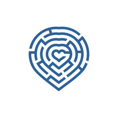 Heart maze. Heart shaped labyrinth. Love, friendship and relations concept vector illustration. Part of set.