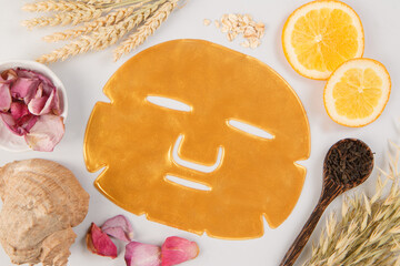 Golden beauty face mask with different ingredients