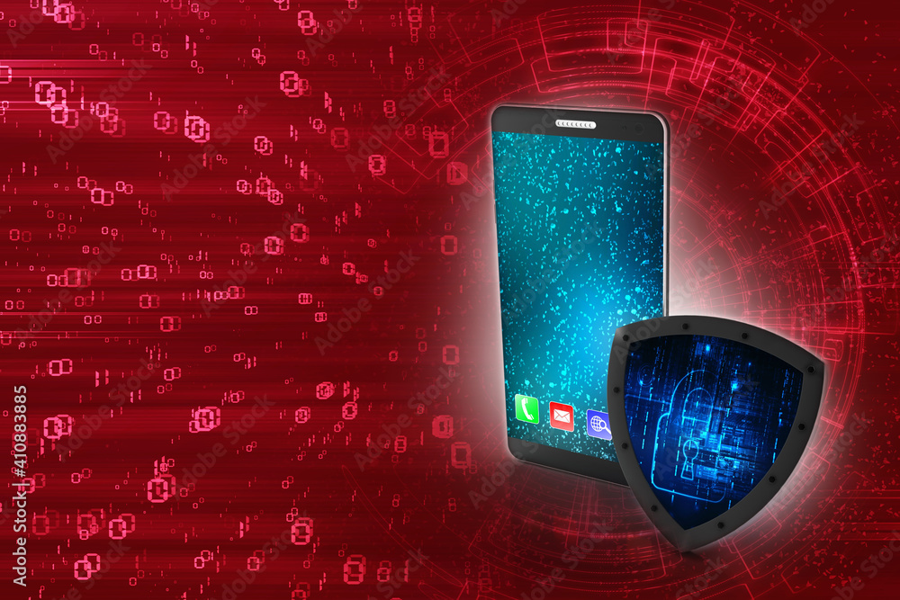 Poster 3d rendering transmitter mobile with shield