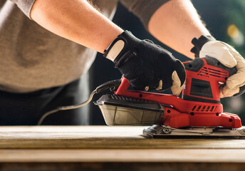 Belt sander. Manual, carpenter