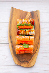 Sushi set with salmon and eel