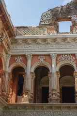Fototapeta na wymiar Detail view of inner courtyard of beautiful ancient renovated mansion and museum Sardar Bari in Sonargaon, Bangladesh