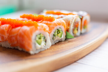 Sushi set with salmon and eel