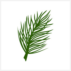 Doodle pine icon isolated on white. Christmas branch. Vector stock illustration. EPS 10