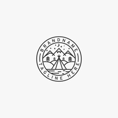 Mountain camping adventure logo icon design template vector