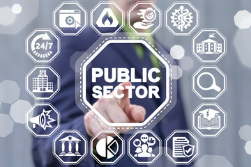 Public Sector Government People Business Concept. Online Internet Social Services.