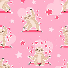 Cute seamless pattern with sloths.