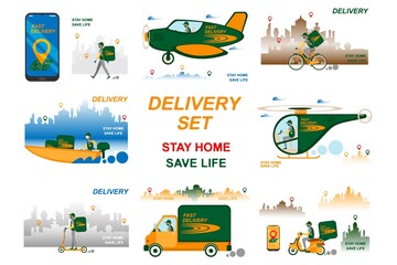 Online delivery service concept set