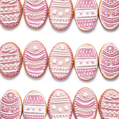 Set of Easter cookies in the shape of egg on the white background