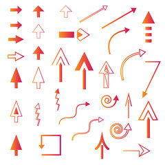 A set of various orange arrows