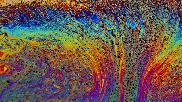 Multiple Streaks of Color in a Swirling Motion - Macro Abtract Shot