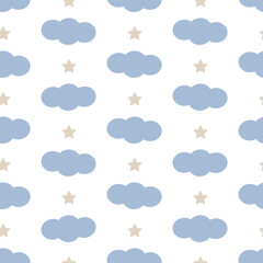 Clouds seamless pattern. Stars.