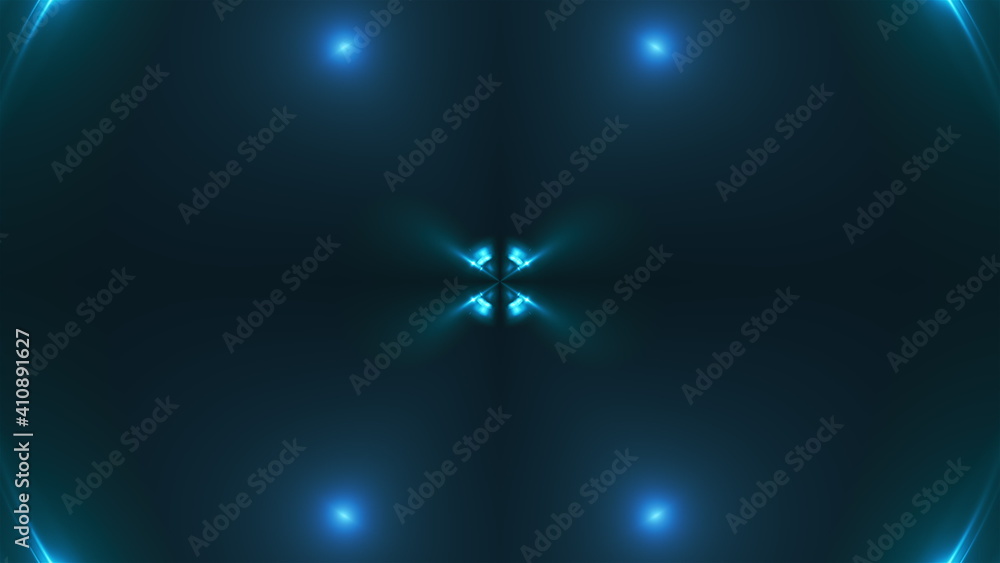 Poster 3d render of blue fractal glares with glowing effects. computer generated abstract backdrop of flick