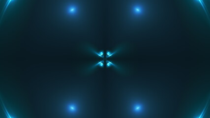 3d render of blue fractal glares with glowing effects. Computer generated abstract backdrop of flickering rings.