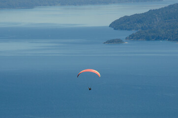 paragliding flight over lake nahuel huapi